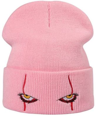 Pennywise Clown Rosa Roll-Up Beanie Mütze - IT/ ES Horror Mützen Caps Kappen Hüte