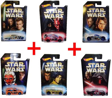 6er-Set Mattel DWD85 Hot Wheels Actioncars Star Wars-Edition Obi-Wan Kenobi, Sky