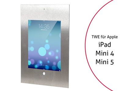 TabLines TWE025E Tablet Wandeinbau fér Apple iPad Mini 4/5, DS, HB, Edelstahl