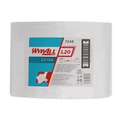 WYPALL L20 Extra Wischtécher, Großrolle, 23,5x38cm, 2lg, weiß, perf., 1x1000 Bl.
