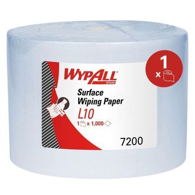 WypAll Papierwischtuch fér Oberflächen, Großrolle L10, 23,5x38cm, 1lg, blau, perf., 1