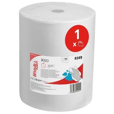 WypAll X60 Multi-task Cleaning Cloth, Großrolle, 38x42cm, 1lg, weiß, 650 Té/ Ro.