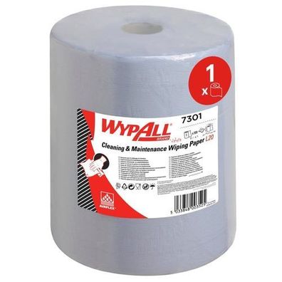 WYPALL L20 Extra + Wischtécher, Großrolle, 38x33cm, 2lg, blau, 500 Bl/ Ro.