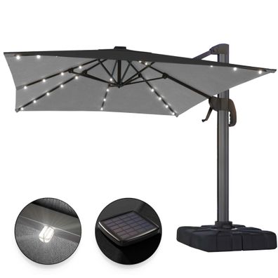 SUN LUIS | Sonnenschirm | Quadratisch | B: 300 x 300 cm | Schwarz | LED | Ampelschi