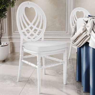 14er-Set Tiffany | Hochzeitsstuhl | Weiß | Kunststoff | Stapelbar | + Sitzkissen | C