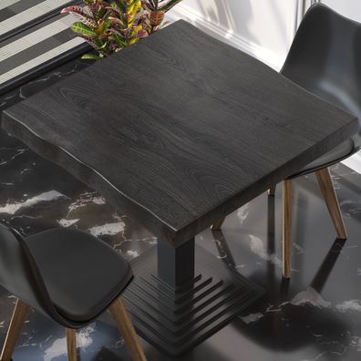 PERU | Gastro Tischplatte Baumkante | B: T 60 x 60 cm | Wenge Schwarz | Quadratisch |