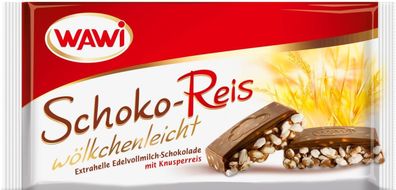 Wawi Schoko-Reis Tafel Edelvollmilch 200g