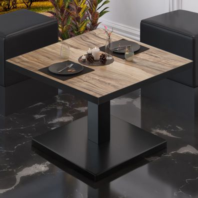BM | Bistro Loungetisch | B: : 60 x 60 x 41 cm | Sheesham / Schwarz | Bistro Tisch