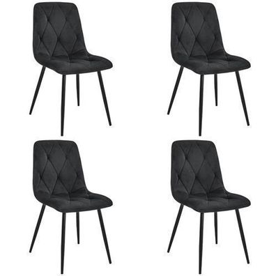 Esszimmerstühle mit Samt 4er Set AKORD SJ.3 Gepolsterter Stuhl aus Velours in Schwarz