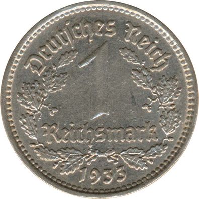 Deutsches Reich 1 Mark 1933 G Nickel J354*