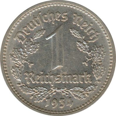 Deutsches Reich 1 Mark 1934 D Nickel J354*