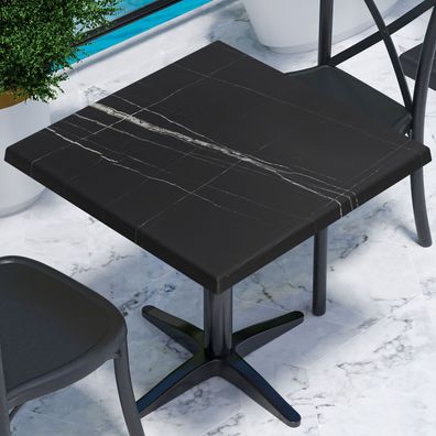 Jamaika | Bistro Außen Tischplatte | B: T 60 x 60 cm | Schwarz Marmor | Quadratisch |