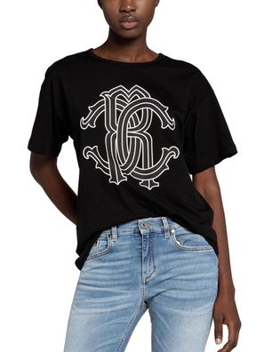 Roberto Cavalli Rc Mono Logo Oversize Cotton T-Shirt Top Lounge Iconic Shirt Xs