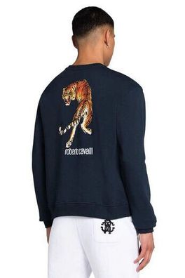 Roberto Cavalli Sweatshirt Sweatshirt RC Logo Tiger-Print Blau XXL