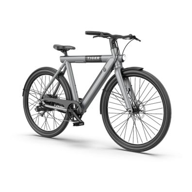 TIGER | E-Bike | 28" Zoll | 9,6Ah 346 Wh | Elektrofahrrad Herren | Grau E Bike City