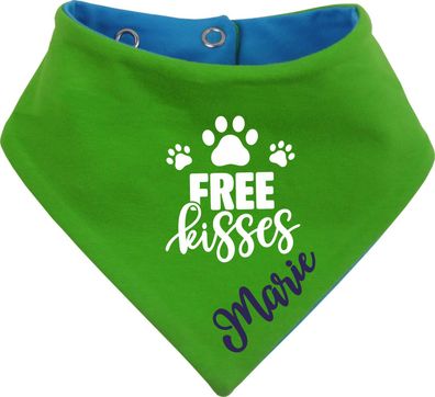 Hunde Halstuch Multicolor FREE KISSES personalisiert mit Name