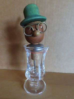 Korken Flaschenausgießer Schnapsausgießer Holzkopf mit grünem Hut und Brille