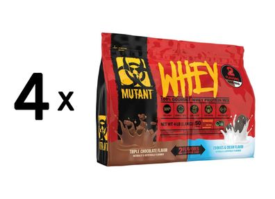 4 x Mutant Mutant Whey - Dual Chamber Bag (4lbs) Triple Chocolate / Cookies and Cream