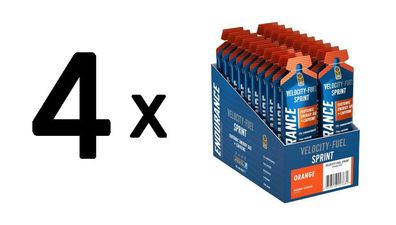 4 x Endurance Sprint Isotonic Energy Gel + Caffeine, Orange - 20 x 60g
