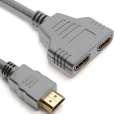 HDMI Splitter 1in2 HDMI-Vertailer Kabel Adapter Konverter Dual View FullHD Retoo