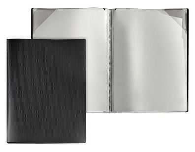 Sichtmappe Diamond, A4, schwarz, 4 Sichttaschen, mit Verschlusslasche