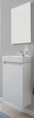 Badmöbel Set komplett weiß Waschbeckenunterschrank Waschbecken Spiegel Champ 40 cm