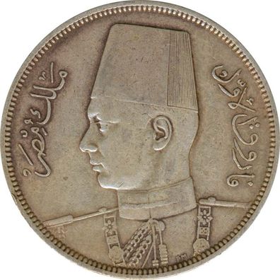 Ägypten 10 Piaster 1939 Farouk Silber*