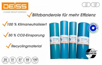 Deiss Premium Plus Müllsäcke - 100% Klimaneutralisiert - maximale durchstoß- und Reiß