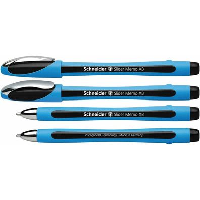 10 Schneider Kugelschreiber Slider Memo blau Schreibfarbe schwarz
