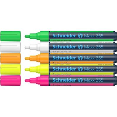 5 Schneider Maxx 265 Kreidemarker farbsortiert 2,0 - 3,0 mm