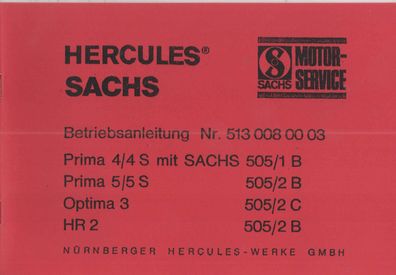 Hercules Betriebsanleitung Nr. 513 008 00 03, Oldtimer, Moped