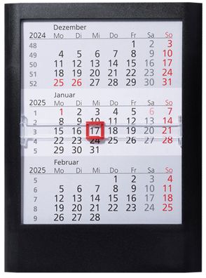 2025 Güss 3-Monats-Tischaufstellkalender 16x12cm Kunststoff schwarz