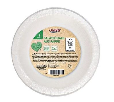CleanPac Premium Papier Salatschüsseln, 8 Stück