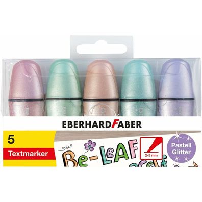 5 Eberhard FABER Glitzer pastell Mini Textmarker farbsortiert