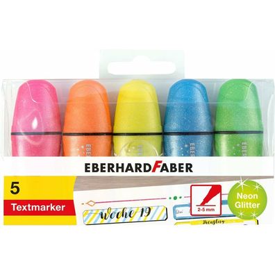 5 Eberhard FABER Glitzer neon Mini Textmarker farbsortiert