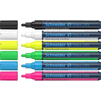 6 Schneider Maxx 245 Kreidemarker farbsortiert 2,0 - 3,0 mm