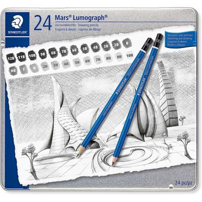 Staedtler Mars Lumograph 100 Bleistifte 6B - 4H blau 12 St.