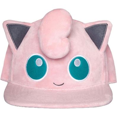 Pummeluff Plüsch Cap - Pokemon Snapback Kappe in Rosa mit Pummeluff Gesicht Motiv