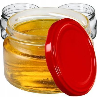 KADAX kleine Einmachgläser 250 ml, Marmeladengläser (10 Stück, Rot)