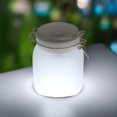 LED Solar Leuchte im Einmachglas 15 cm - weiß / mehrfarbig - Deko Lampe Licht Glas