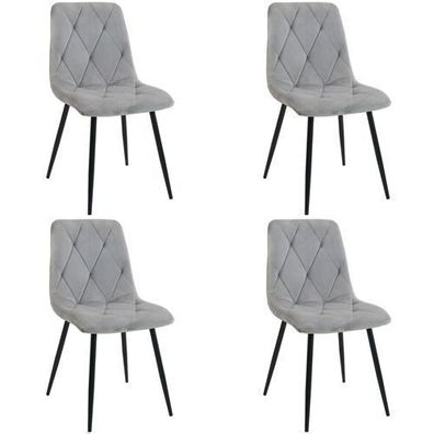 Esszimmerstühle mit Samt 4er Set AKORD SJ.3 Gepolsterter Stuhl aus Velours in Grau