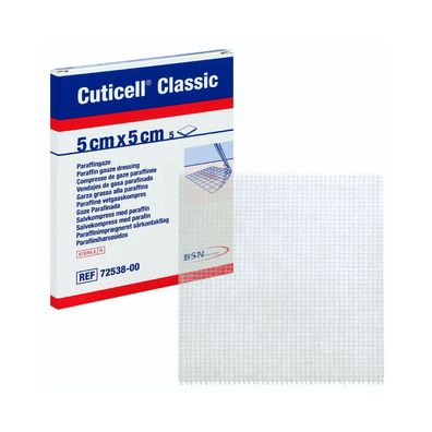 BSN Cuticell® Classic sterile Salbenkompresse mit Paraffin 5 x 5 cm | Packung (5 Komp