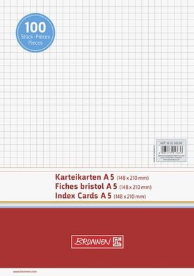 Brunnen 10-2250200 Karteikarten Karteikarton 180 g/ m² A5 quer kariert weiß