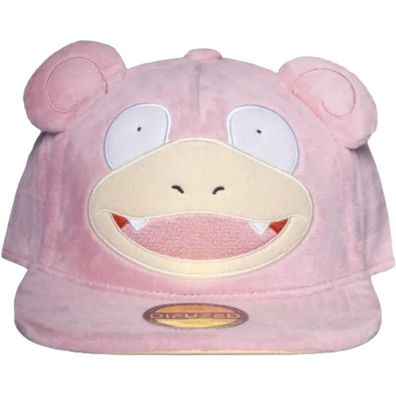 Flegmon Plüsch Cap - Pokemon Snapback Kappe in Rosa mit Slowpoke Gesicht Motiv