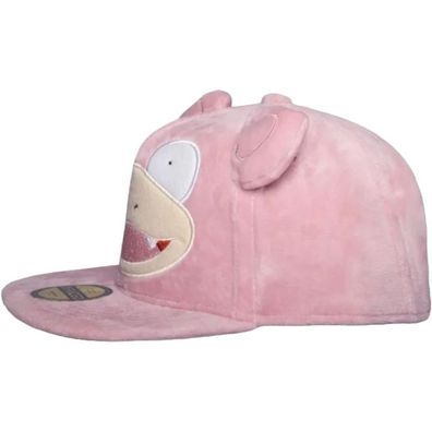 Slowpoke Plüsch Cap - Pokemon Snapback Kappe in Rosa mit Flegmon Gesicht Motiv