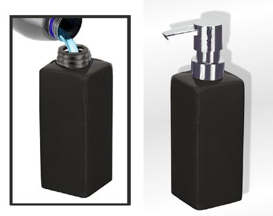 Ersatzbehälter für Flash Schwarz Seifenspender (ohne Pumpe!) Steinzeug