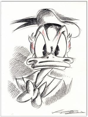 Klausewitz: Original Kreidezeichnung : Donald Duck Angry Donald / 24x32 cm