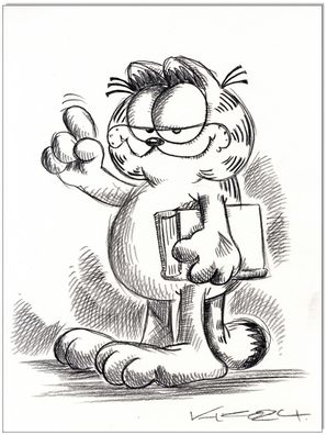 Klausewitz: Original Kreidezeichnung : Garfield / 24x32 cm