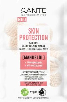 Sante 3x Skin Protection Sofort beruhigende Maske mit Ceramiden, Traubenkernöl