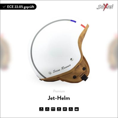 SOXON SP-301 Snow Runner - Helm Jet Roller-Helm Motorrad-Helm Cruiser weiß ECE XS-XL